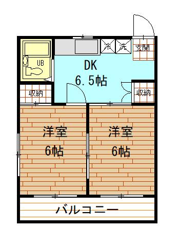 サンハイツ山中(2DK/4階)の間取り写真