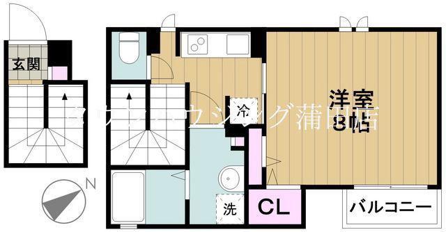 セントラルシャトル(1K/2階)の間取り写真