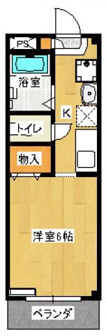 ワタナベビル(1K/1階)の間取り写真