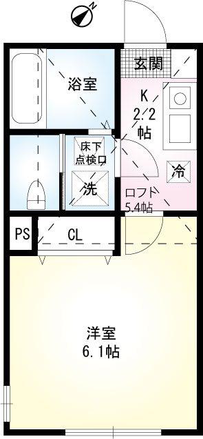 フェリシダ子安(1K/1階)の間取り写真