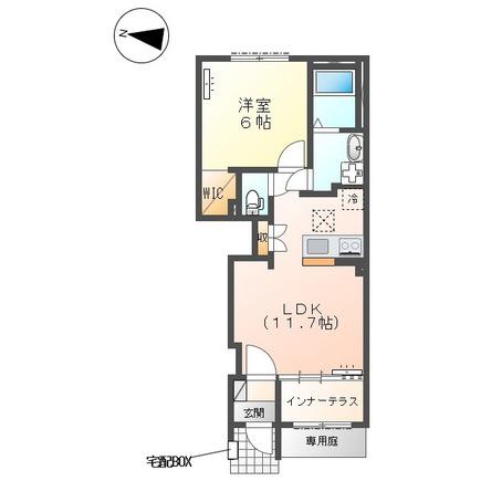 西城南アパート(1LDK/1階)の間取り写真