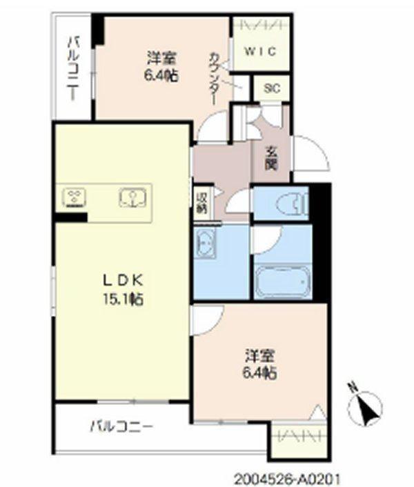 シャーメゾン日之出(2LDK/2階)の間取り写真