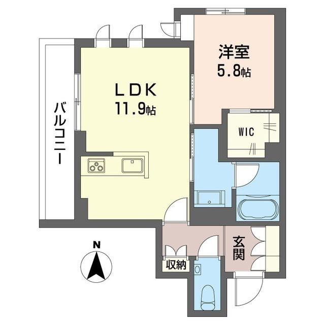 アンビエラ武蔵小杉(1LDK/2階)の間取り写真