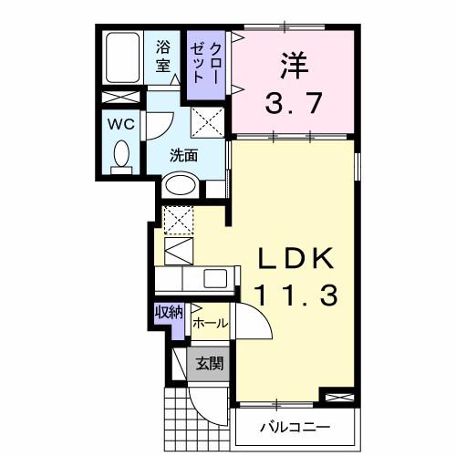 K・ビレッジIII(1LDK/1階)の間取り写真