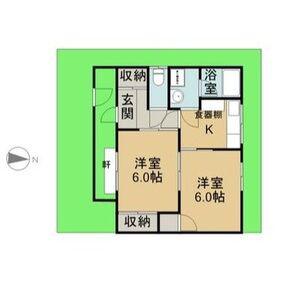 西城1丁目長屋(2K/1階)の間取り写真