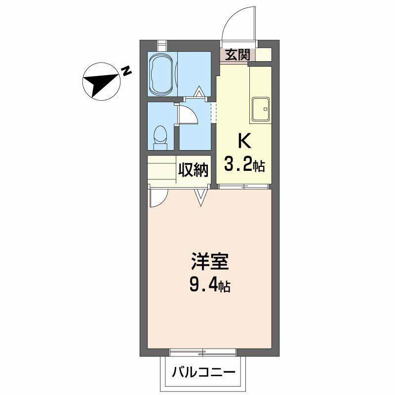 エルディムII(1K/2階)の間取り写真