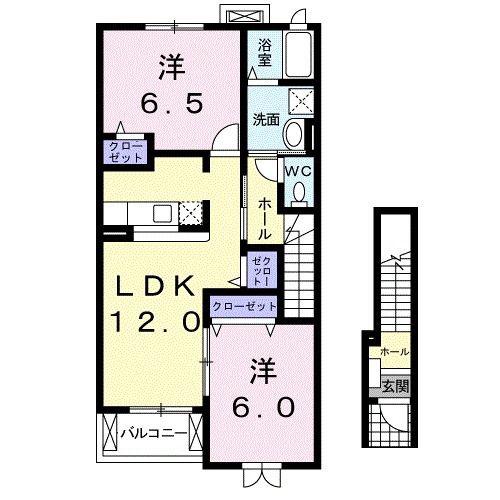 ベル・アンジュI(2LDK/2階)の間取り写真