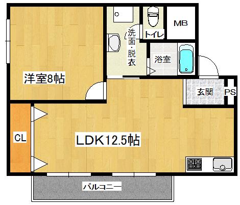 ハイムアビコ(1LDK/4階)の間取り写真
