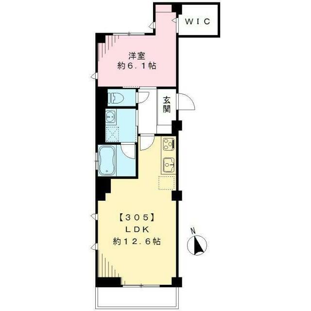 プラサート22 部屋番号305(1LDK/3階)の間取り写真