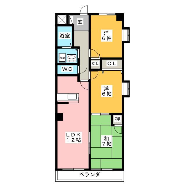 カーサ長良パーク(3LDK/4階)の間取り写真