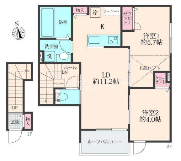ノール アサヒ(2LDK/2階)の間取り写真