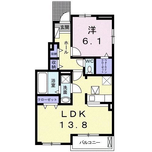 ヴァンヴェール I(1LDK/1階)の間取り写真