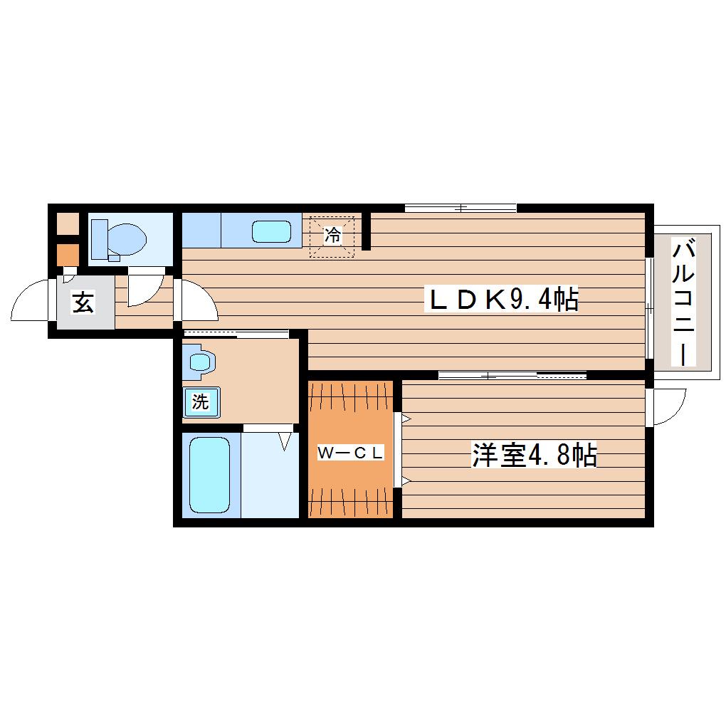コンフォートハヤマ(1LDK/1階)の間取り写真