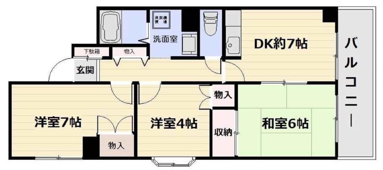 MIハイツアザレア(3DK/3階)の間取り写真