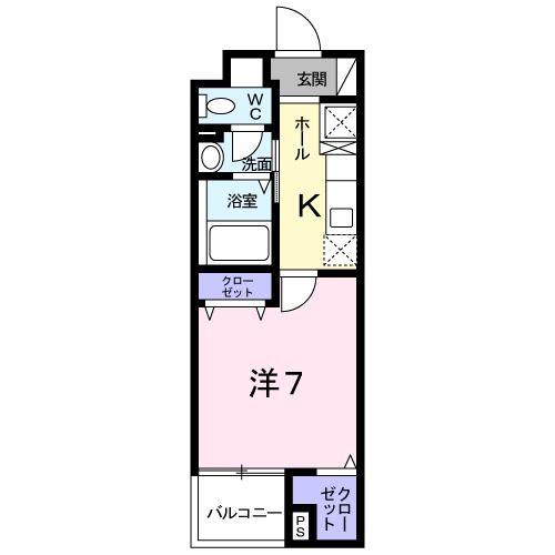 グレンツェン茨木(1K/2階)の間取り写真