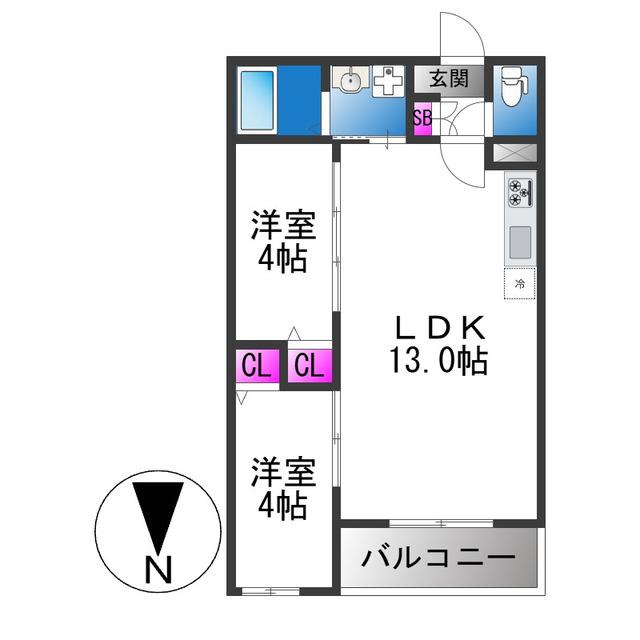 TIO PARTERR(2LDK/3階)の間取り写真