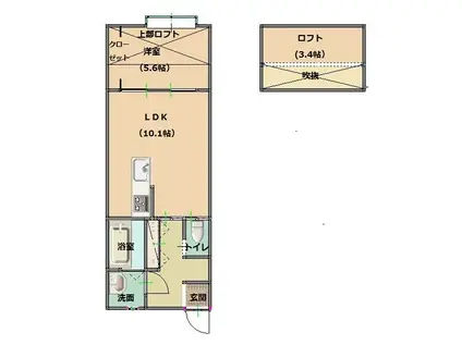 ブリーラ・チェバーロ(1LDK/2階)の間取り写真
