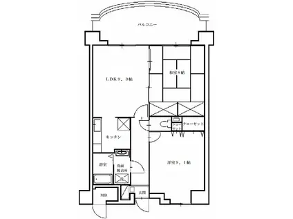 パークハイツ本町第2(2LDK/7階)の間取り写真