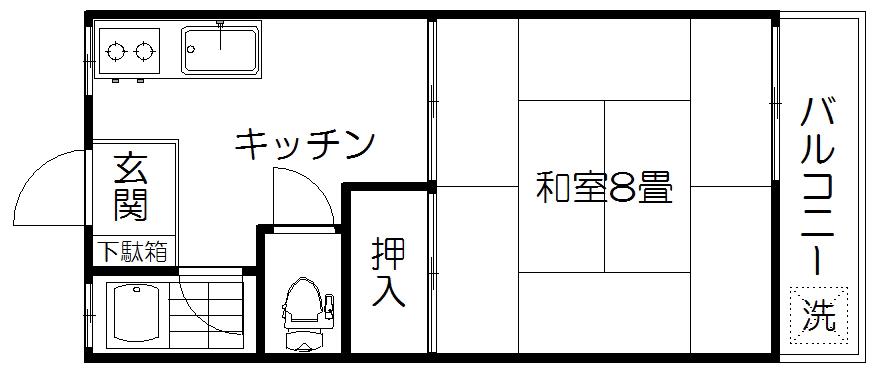 グリーンハウス(1K/1階)の間取り写真