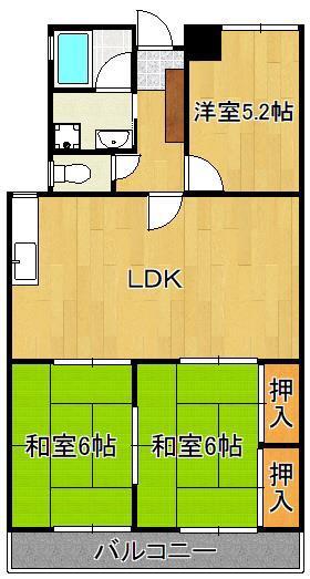 サンシティ三萩野(3LDK/4階)の間取り写真