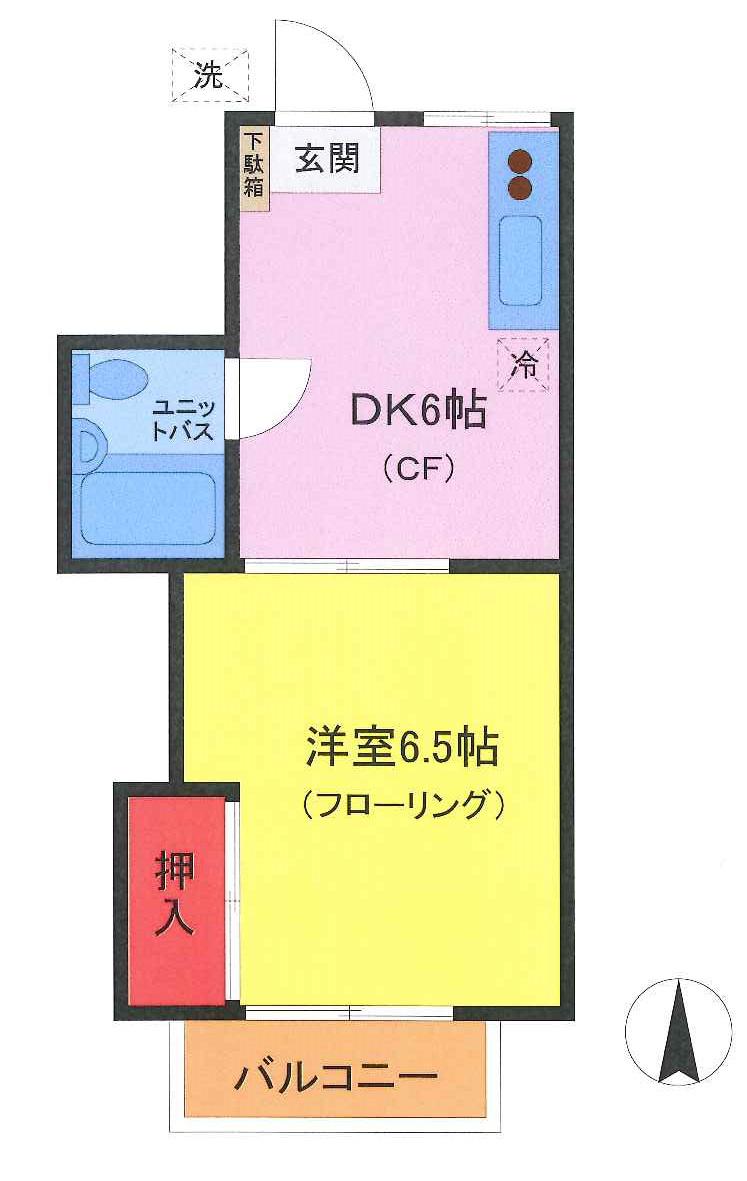 セブンハイツ(1DK/2階)の間取り写真