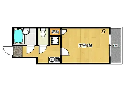 八幡ハイツ(1K/3階)の間取り写真