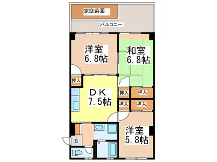 パークハイム和田(3DK/3階)の間取り写真