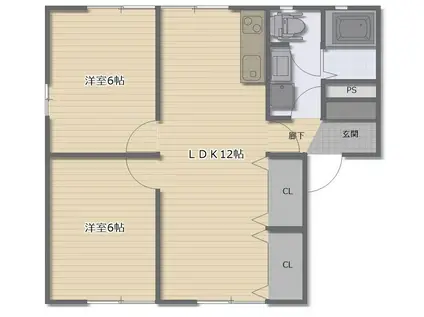 サンヒルズ(2LDK/2階)の間取り写真