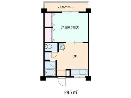 きさらぎビル(1DK/1階)の間取り写真