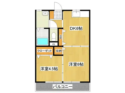 ハイム稲葉(2DK/1階)の間取り写真