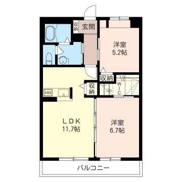 マストライフ南流山(2LDK/3階)の間取り写真