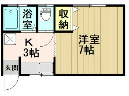桔梗野ハイムII(1K/1階)の間取り写真