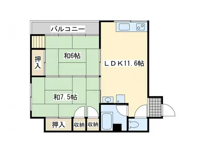 ロード黒崎(2LDK/5階)の間取り写真