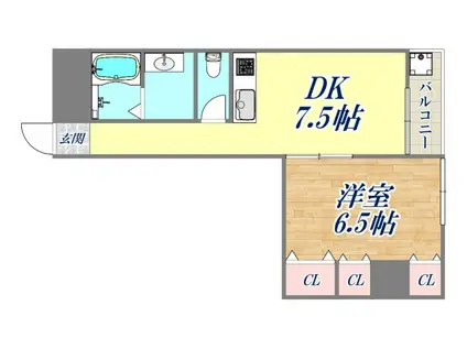 ミピアーチェ武庫之荘(1DK/1階)の間取り写真