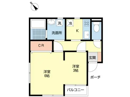 ハイライフ紫竹山B(2K/1階)の間取り写真
