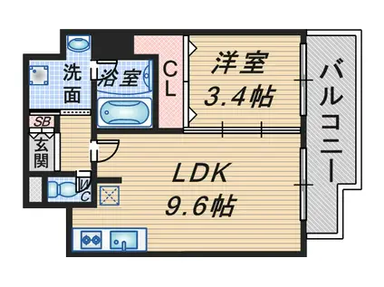 フローラルコート豊中(1LDK/4階)の間取り写真