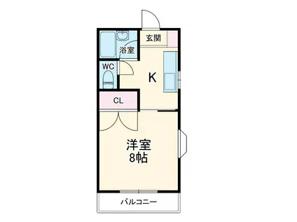 溜屋ハイツV(1K/1階)の間取り写真