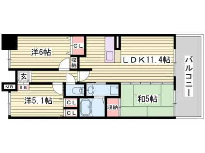 グランプレステージ明石西III(3LDK/7階)の間取り写真