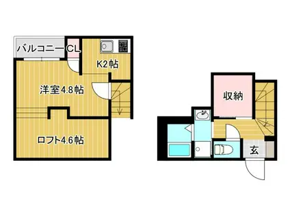 M.S FELIZ須屋(1K/2階)の間取り写真