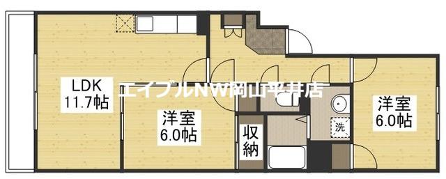 エクセル原尾島(2LDK/3階)の間取り写真