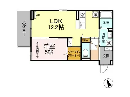 DーROOM清水新居II(1LDK/3階)の間取り写真