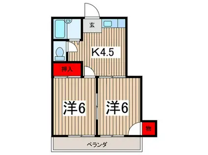 ハピネスKOJIMA(2K/2階)の間取り写真