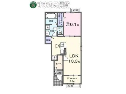 アレーズII(1LDK/1階)の間取り写真