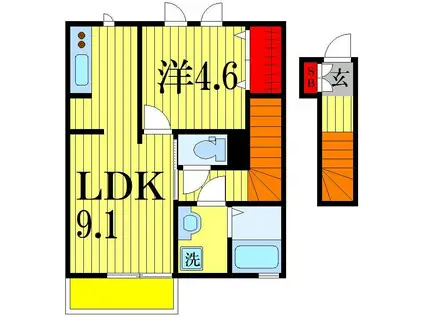 クルミー幕張本郷(1LDK/2階)の間取り写真