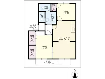 グレートタウン立川 A・B棟(2LDK/1階)の間取り写真