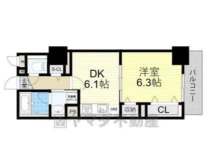 フレール江坂レジデンシャル(1DK/10階)の間取り写真