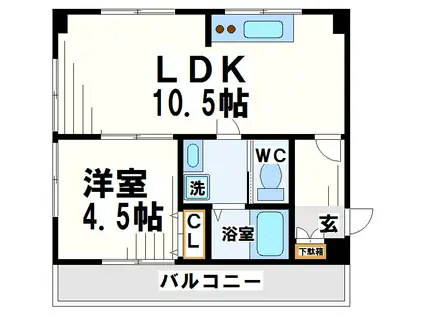 京王ハイツ(1LDK/3階)の間取り写真