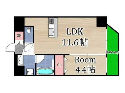 プレジオ都島本通(1LDK/7階)の間取り写真