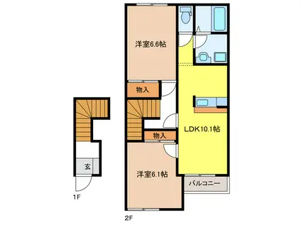 シャングリ ラ(2LDK/2階)の間取り写真