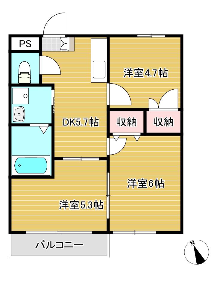 プレジュール高橋I(3DK/2階)の間取り写真